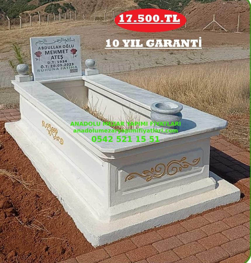 Afyon Tek Kişilik Beton Zeminli Üstü Beyaz Mermer Desenli Mozaik Mezar
