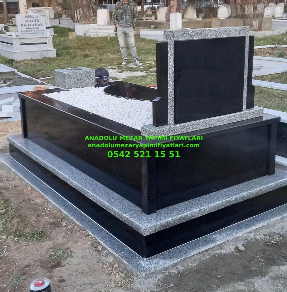 B30 Gri Siyah Kapaklı Granit Mezar - Bursa Mezar Yapım İşleri - Görsel 3