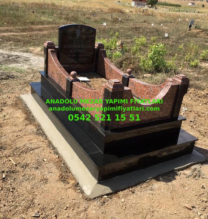 L41 Kırmızı Siyah Granit Mezar - Bursa Modeli Mezar Fiyatı