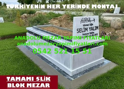 Y9 Mermer 5lik Siyah Kuşaklı Mezar - Elazığ Tek Kişilik Mezar Modeli
