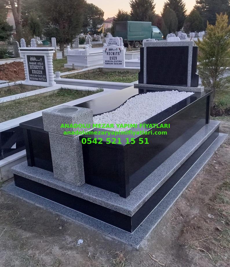 B30 Gri Siyah Kapaklı Granit Mezar - Bursa Mezar Yapım İşleri