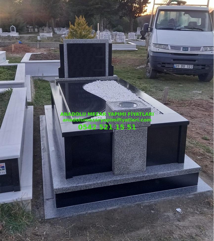 B30 Gri Siyah Kapaklı Granit Mezar - Bursa Mezar Yapım İşleri - Görsel 2