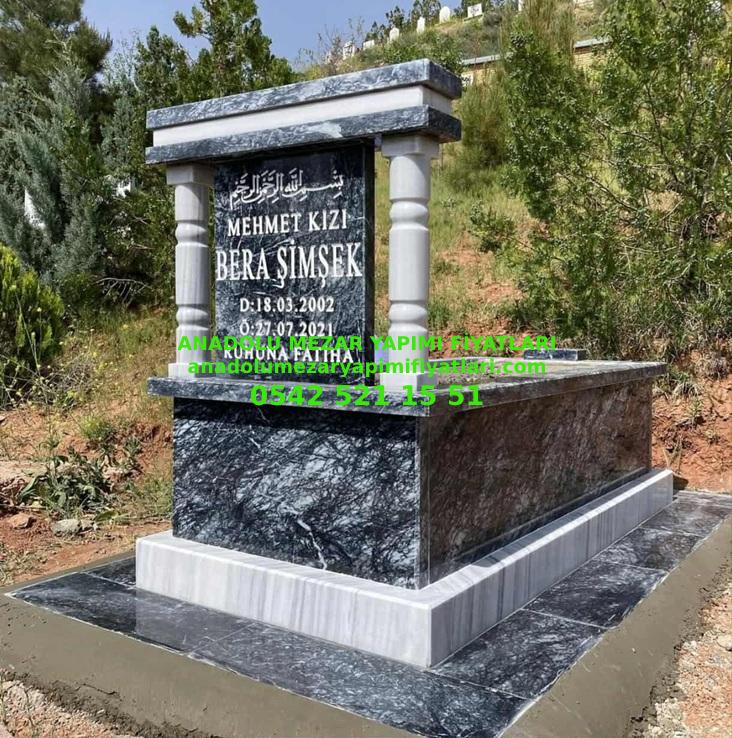 BY6 Bursa Siyah Sütunlu Mermer Mezar - Bursa Mezar Modelleri - Görsel 4