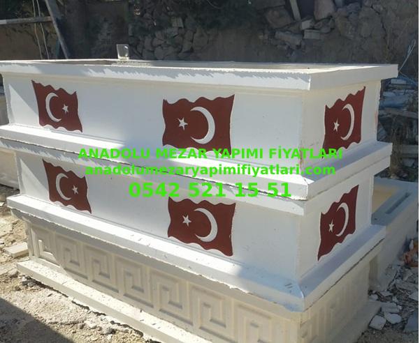 Eskişehir Tek Kişilik Türk Bayraklı Hazır Mezar Modeli - Görsel 3