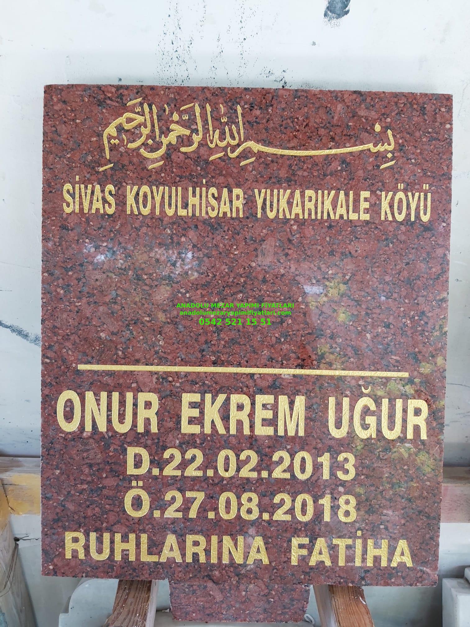 Tek Kişilik 50x60 Bordo Granit Mezar Baş Taşı Modelleri - Görsel 3