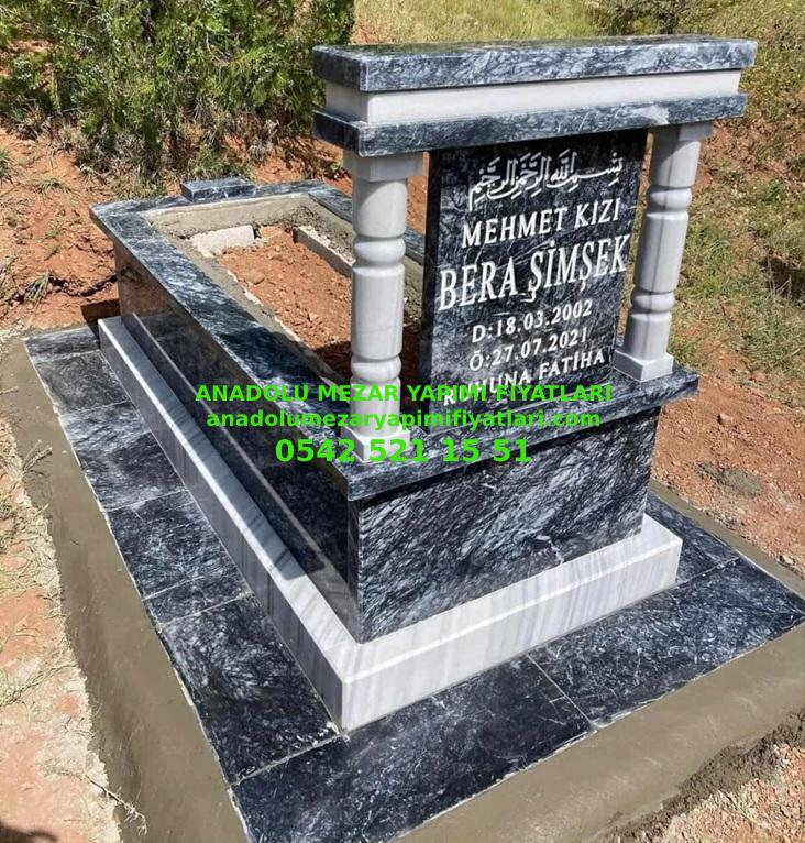 BY6 Bursa Siyah Sütunlu Mermer Mezar - Bursa Mezar Modelleri - Görsel 5