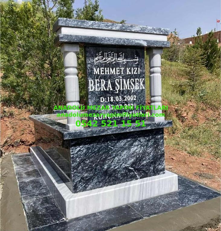 BY6 Bursa Siyah Sütunlu Mermer Mezar - Bursa Mezar Modelleri - Görsel 6