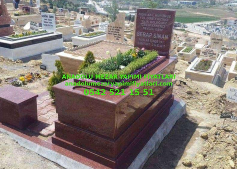 L27 Bordo Granit Mezar Modeli - Bursa Mezar Taşı Fiyatı