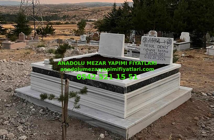 Y34 Granit Şeritli 5lik Mermer Mezar - Balıkesir İki Kişilik Mezar Fiyatları