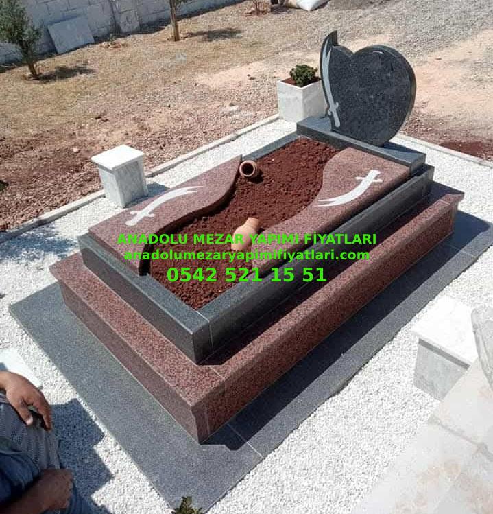 B16 Kırmızı Siyah Granit Mezar - Bursa Granit Mezar Çeşitleri - Görsel 4