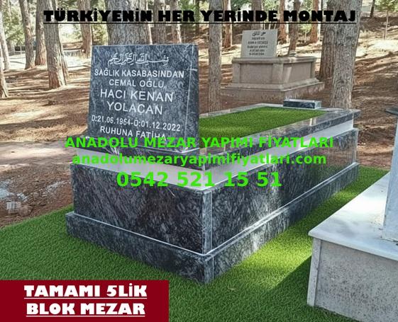 Y16 Siyah Uludağ Beyaz Mermer Şeritli Mezar - Bursa Siyah Mezar Modeli - Görsel 5