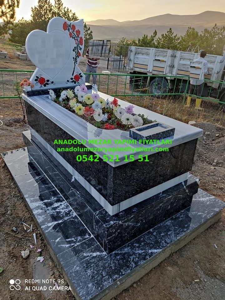 S1 Özel Tasarım Siyah Beyaz Mermer Mezar - Bursa Mezar Modelleri - Görsel 5