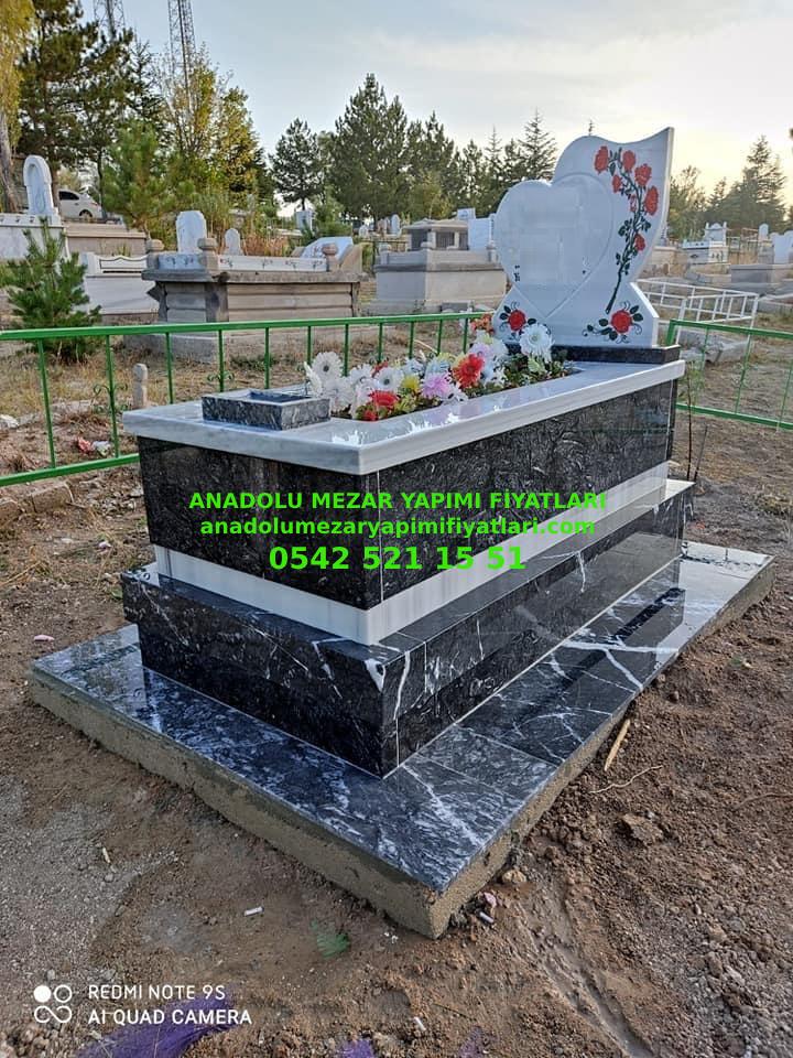 S1 Özel Tasarım Siyah Beyaz Mermer Mezar - Bursa Mezar Modelleri