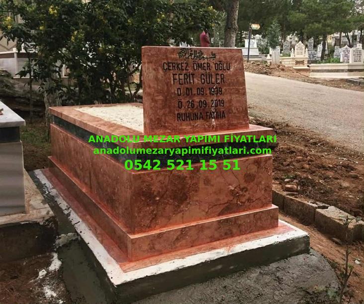 GK1 Pembe Traverten Siyah Kuşaklı Mezar - Bursa Mezar Taşı Fiyatları