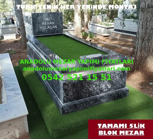 Y16 Siyah Uludağ Beyaz Mermer Şeritli Mezar - Bursa Siyah Mezar Modeli