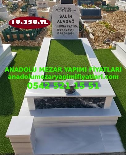 Antalya Tek Kişilik Siyah Beyaz Mermer Mezar Modeli