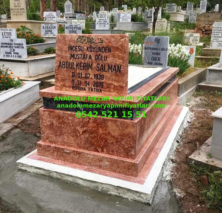 GK1 Pembe Traverten Siyah Kuşaklı Mezar - Bursa Mezar Taşı Fiyatları - Görsel 2