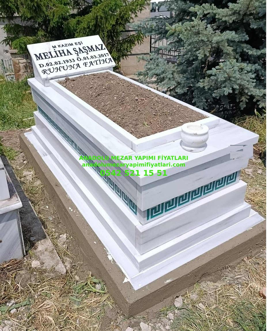 Y26 Cnc İşleme Şeritli Mermer Mezar - Bursa Güzel Mezar Modelleri