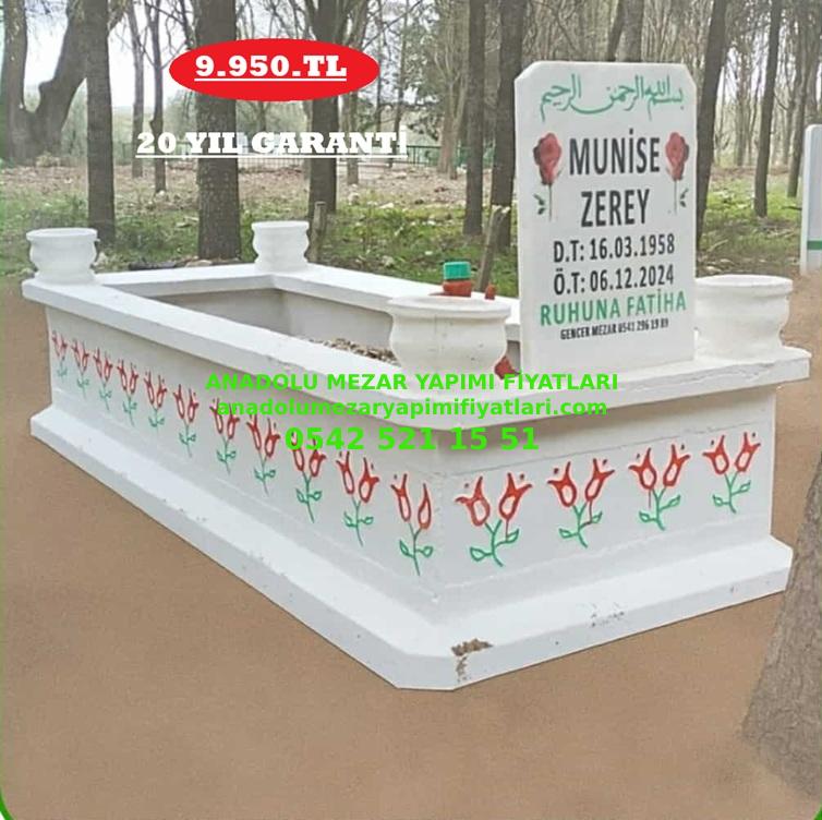 Afyon Tek Kişilik Çiçek Desenli Hazır Mozaik Mezar