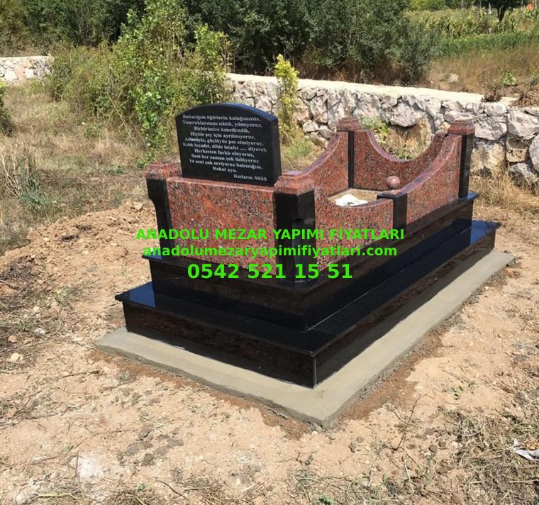 L41 Kırmızı Siyah Granit Mezar - Bursa Modeli Mezar Fiyatı - Görsel 8