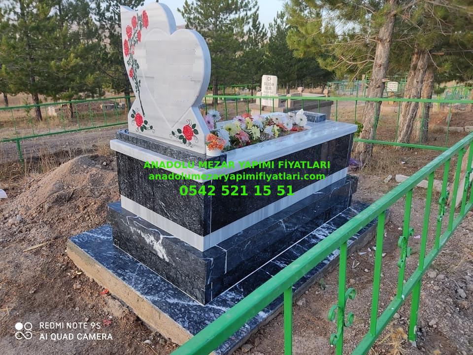 S1 Özel Tasarım Siyah Beyaz Mermer Mezar - Bursa Mezar Modelleri - Görsel 3