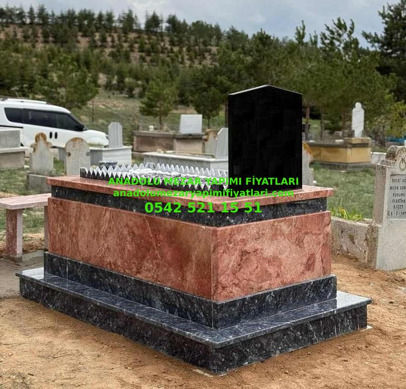 TR4 Pembe Traverten Siyah Uludağ Mezar - Elazığ Uludağ Mezar Yapımı