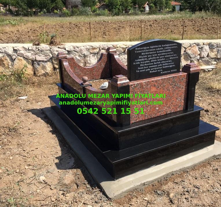 L41 Kırmızı Siyah Granit Mezar - Bursa Modeli Mezar Fiyatı - Görsel 2