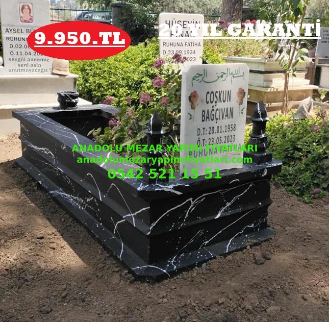 Manisa Tek Kişilik Siyah Desenli Mozaik Hazır Mezar - Görsel 3