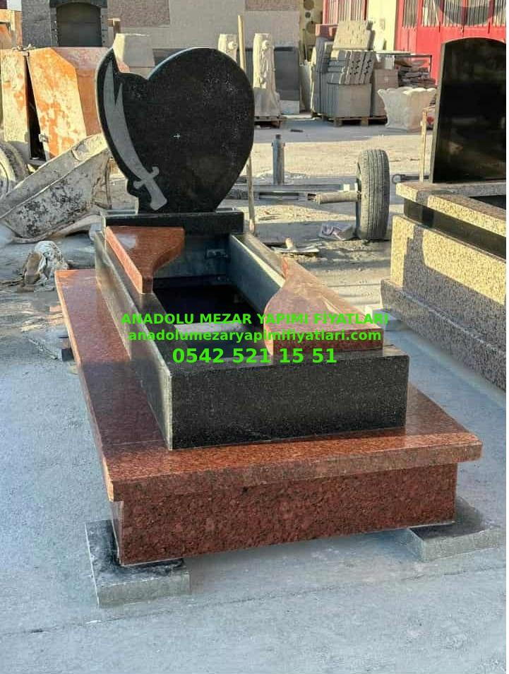B16 Kırmızı Siyah Granit Mezar - Bursa Granit Mezar Çeşitleri - Görsel 2