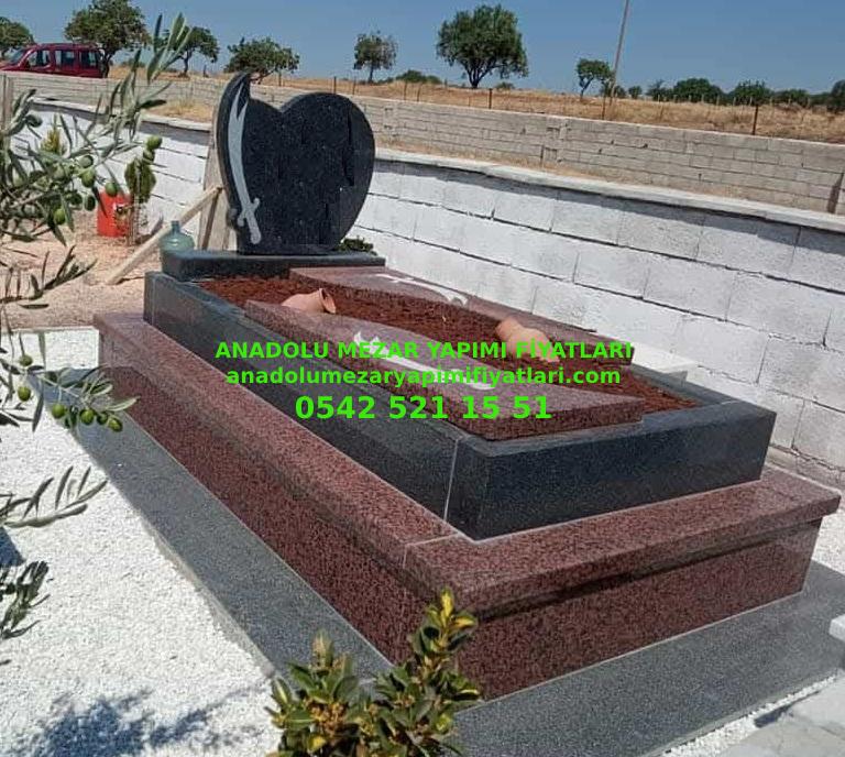 B16 Kırmızı Siyah Granit Mezar - Bursa Granit Mezar Çeşitleri