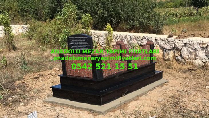 L41 Kırmızı Siyah Granit Mezar - Bursa Modeli Mezar Fiyatı - Görsel 3