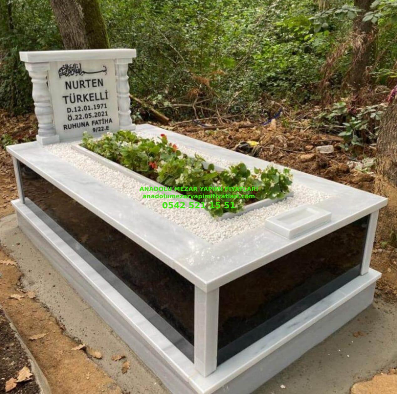GM2 Tek Kişilik Gövde Granit Sütunlu Mezar - Bursa Granit Mermer Mezar