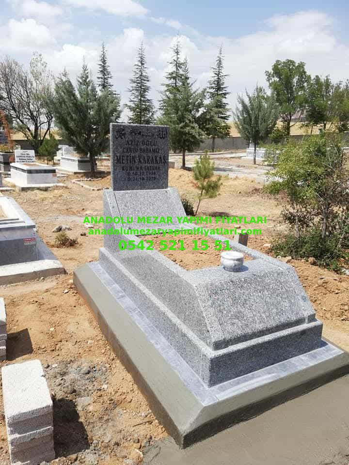 B36 Özel Eğimli Gri Beta Mezar Modeli - İzmit Mezar Taşı Fiyatı - Görsel 3