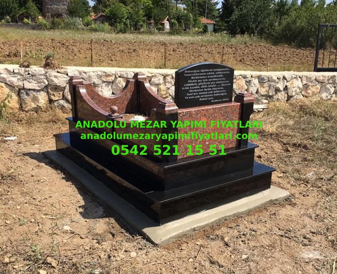 L41 Kırmızı Siyah Granit Mezar - Bursa Modeli Mezar Fiyatı - Görsel 4