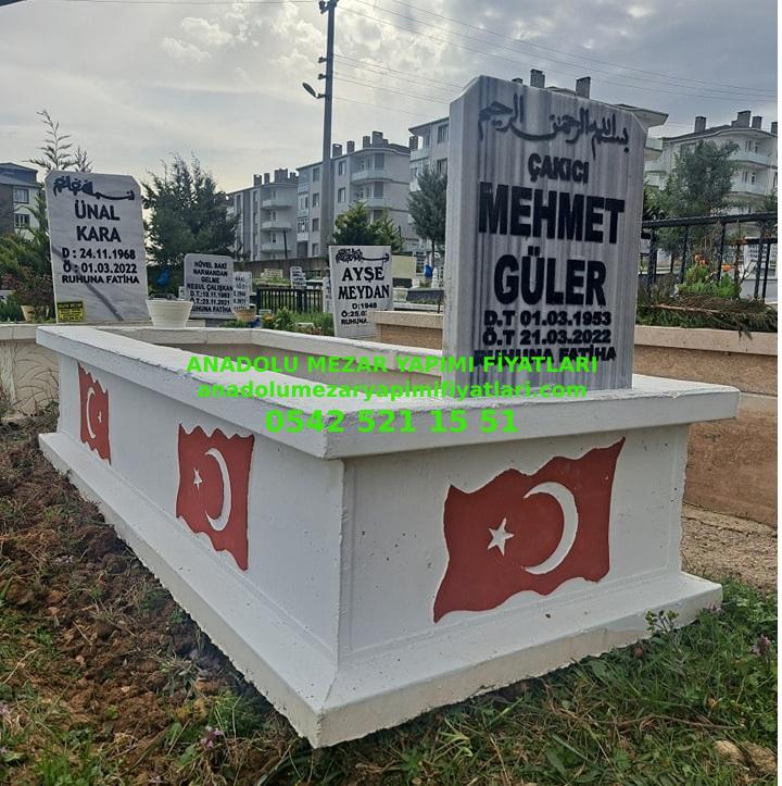 Eskişehir Tek Kişilik Türk Bayraklı Hazır Mezar Modeli