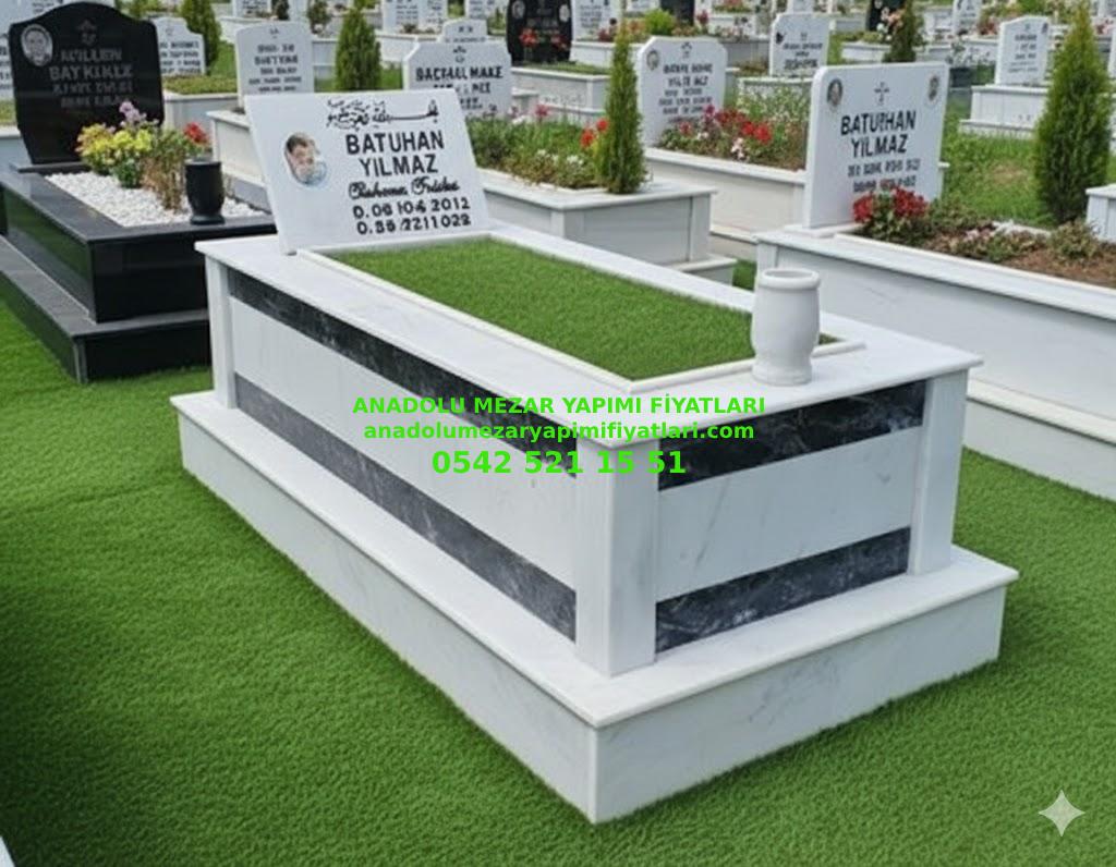 Amasya Tek Kişilik Çift Şeritli Mermer Mezar Model Fiyatı
