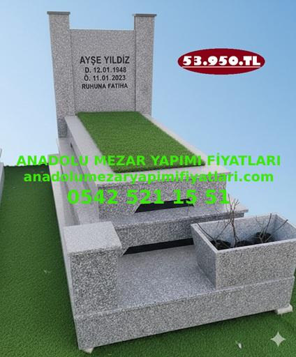 Tek Kişilik Sütunlu Kemerli Gri Granit Mezar Modeli
