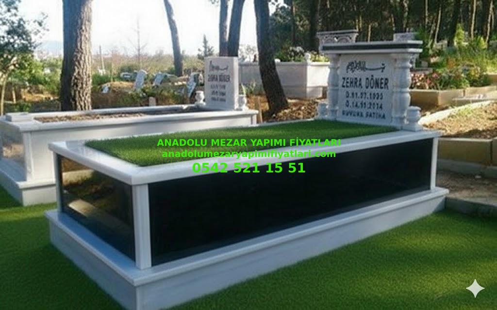 Çanakkale Tek Kişilik Granit Sütunlu Mermer Mezar