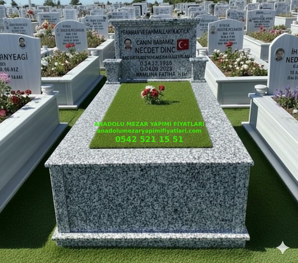 İstanbul Tek Kişilik Sütunlu Vazolu Beta Granit Mezar