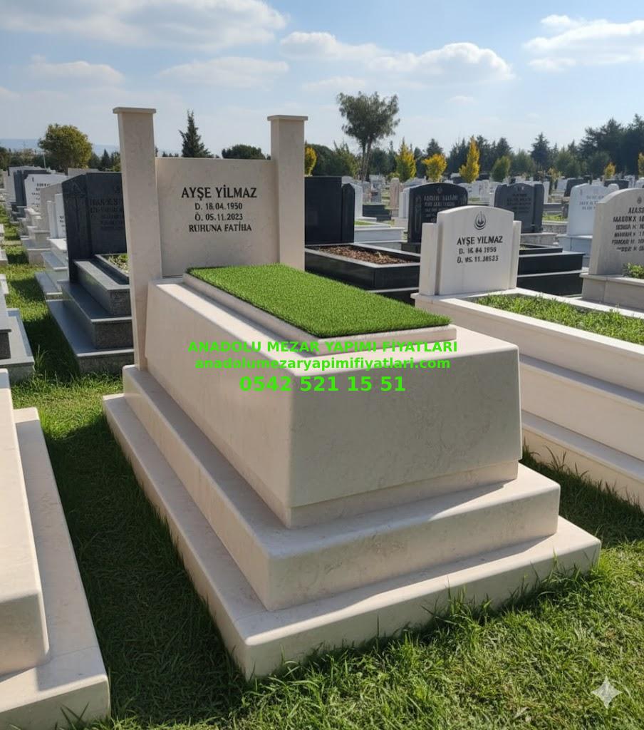 Tek Kişilik Tek Kişilik Sütun Direkli Traverten Mezar Modeli