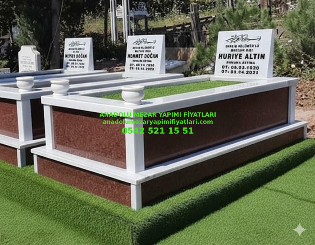 Elazığ Tek Kişilik Temel Gövde Kırmızı Granit Mermer Mezar