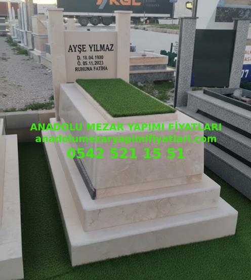 Tek Kişilik Tek Kişilik Sütun Direkli Traverten Mezar Modeli - Görsel 2