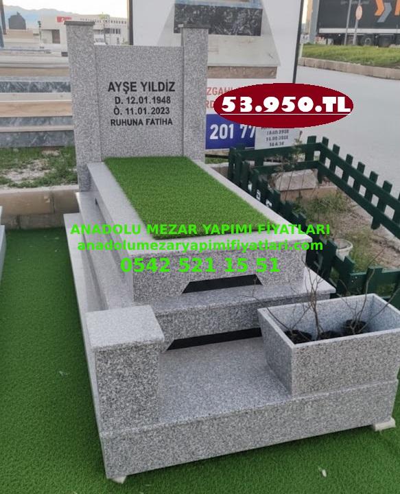 Tek Kişilik Sütunlu Kemerli Gri Granit Mezar Modeli - Görsel 2