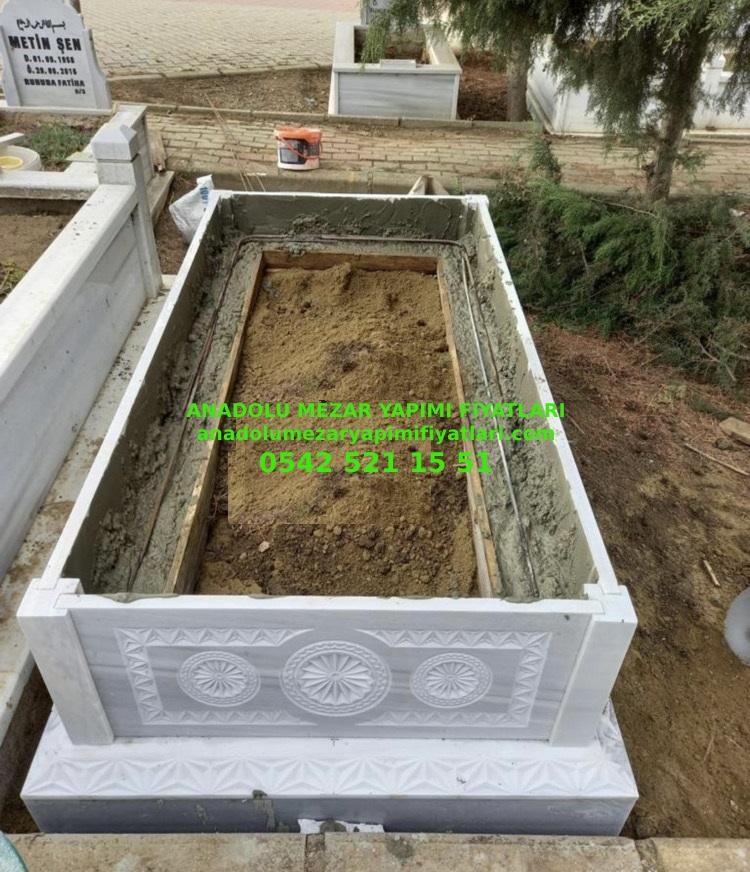 D6 Desen İşlemeli Marmara Mermer Mezar - İzmit El İşlemeli Mezar Modeli - Görsel 3