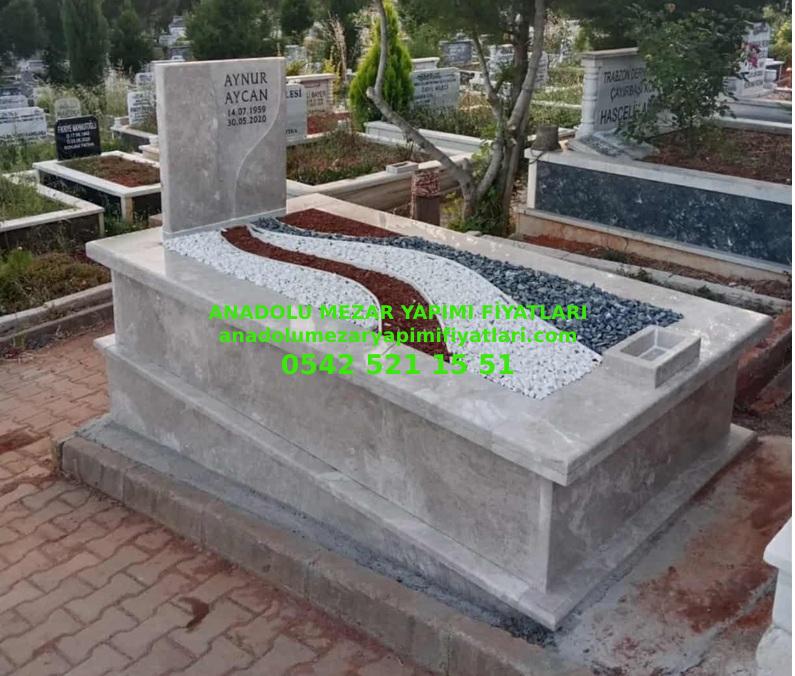 T5 Tek Kişilik Tamamı Bej Mezar - Bursa Resimli Mezar Modelleri